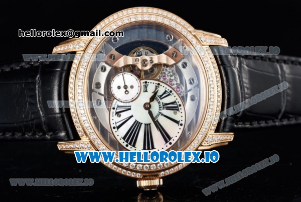Audemars Piguet Millenary Miyota 9015 Automatic Rose Gold Case White Dial With Roman Numeral Markers Black Leather Strap - Click Image to Close